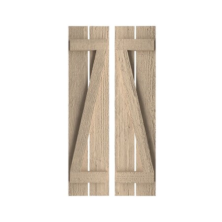 Rustic Two Board Spaced Board-n-Batten Rough Sawn Faux Wood Shutters W/Z-Board, 11 1/2W X 64H